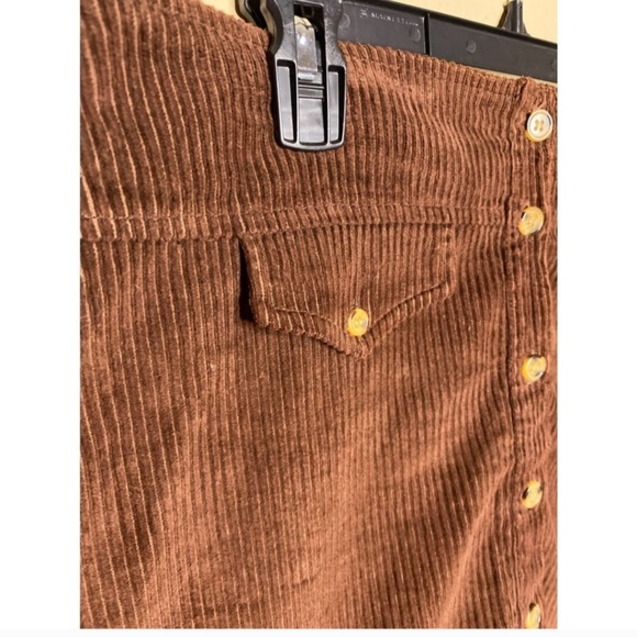 Vintage Corduroy Mini Brown Button Front Skirt Large - Picture 2 of 11